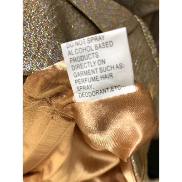 Mac Duggal Dress One Shoulder Metallic Ruffled Evening Gown Oyster Size 0 NWOT - Picture 12 of 13